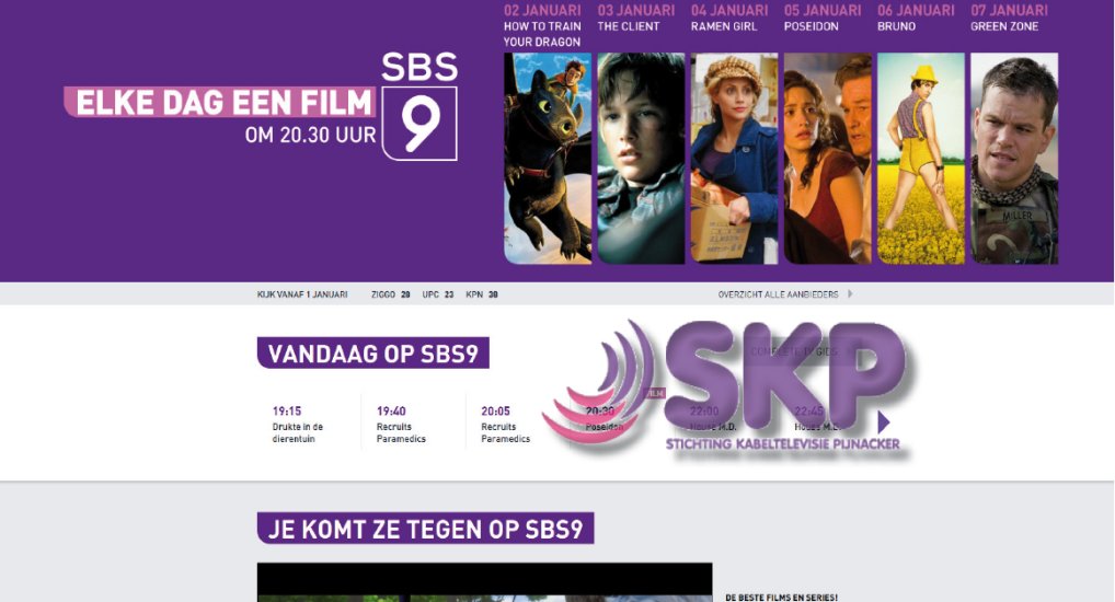 SBS9 via SKP nu in het centrum.