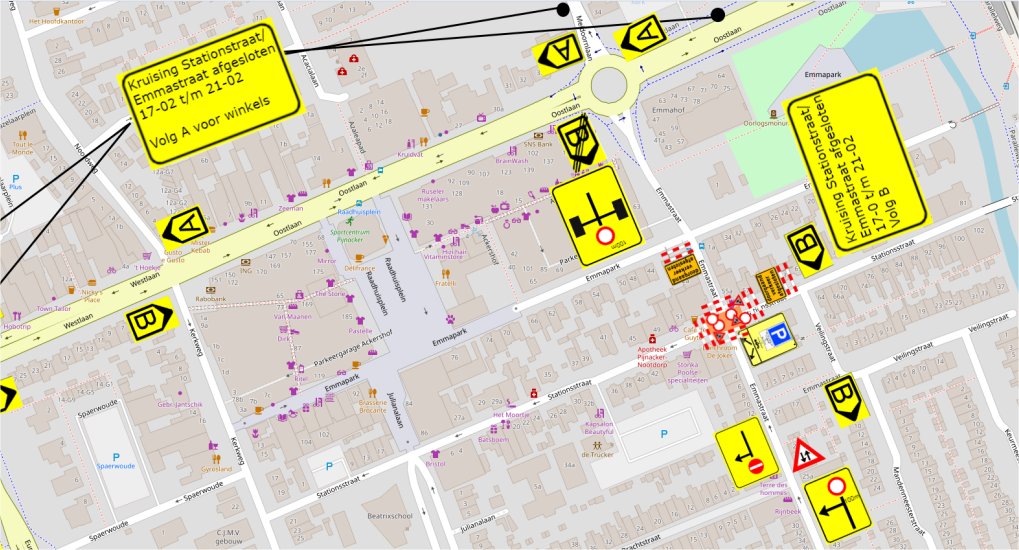 Kruising Stationsstraat/Emmastraat afgesloten.