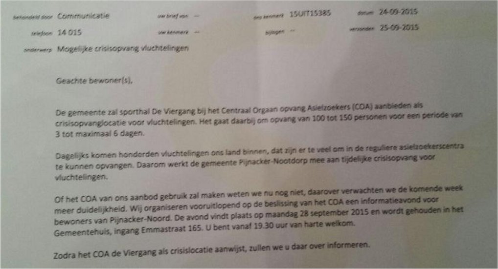 Gedeelte Pijnacker-Noord krijgt brief.