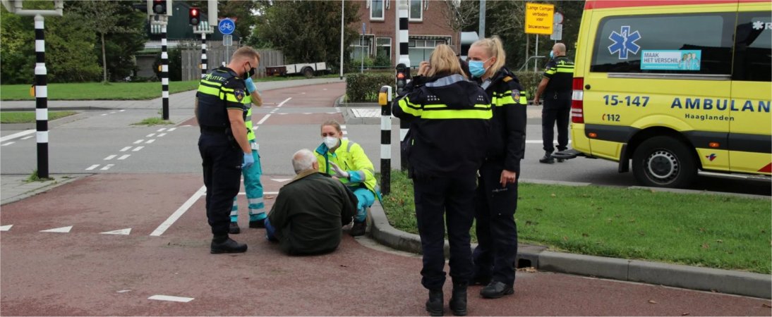 Fietser ten val Oostlaan-Vlielandseweg.